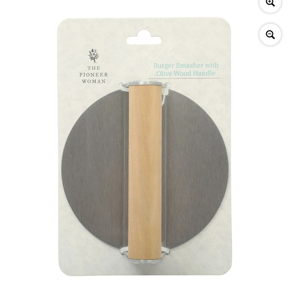 The Pioneer Woman Olive Wood Handle Burger Press